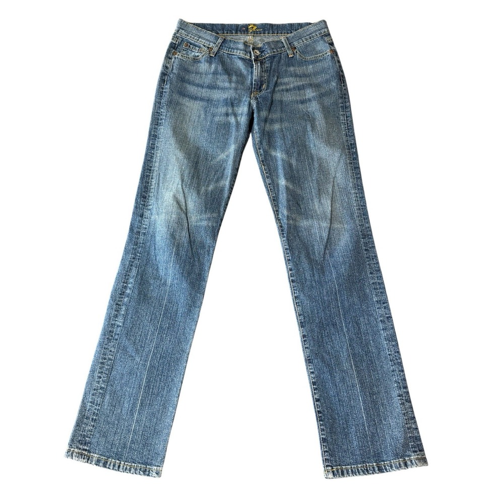 Seven7 Size 29x30 Pencil Jeans Women  Distressed Whiskered‎ Blue Stretch